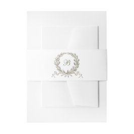 オリーブエレガントオークリースセージ結婚ズモノグラム 招待状ベリーバンド