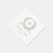 オリーブエレガントオークリースヴィンテージウェディングモノグラム スタンダードカクテルナプキン (角)