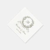 オリーブエレガントオークリースヴィンテージウェディングモノグラム スタンダードカクテルナプキン (角)