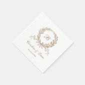 オリーブエレガントオークリースヴィンテージウェディングモノグラム スタンダードカクテルナプキン (角)