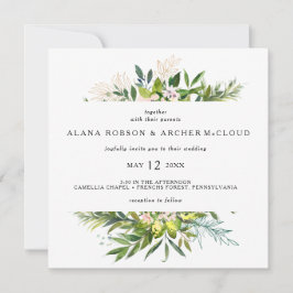オリーブエレガントグリーナリースクエア結婚式招待状 招待状