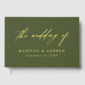 オリーブエレガントグリーンと金ゴールド書結婚の ゲストブック (正面)