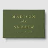 オリーブエレガントグリーンと金ゴールド書結婚の ゲストブック (正面)