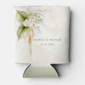 オリーブエレガントグリーンと金ゴールド結婚のカスタム 缶クーラー (正面)