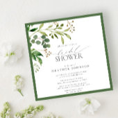 オリーブエレガントグリーンウォーターブライダルシャワー 招待状