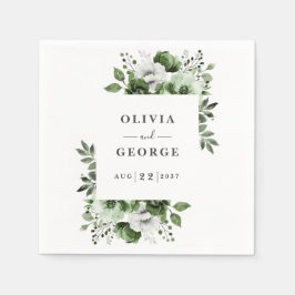 オリーブエレガントグリーンカントリーフローラ結婚ズナプキン スタンダードカクテルナプキン