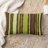オリーブエレガントグリーンブラウンベージュストライプ模様 ランバークッション (ブランケット)