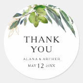 オリーブエレガントグリーンリーサンキュー結婚式の引き出物 ラウンドシール (正面)
