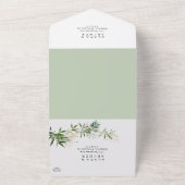 オリーブエレガントグリーンリーシールと送信 オールインワン招待状 (外側)