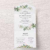 オリーブエレガントグリーンリーシールと送信 オールインワン招待状 (内側)