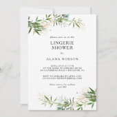 オリーブエレガントグリーンリーランジェリーシャワー招待状 招待状 (正面)
