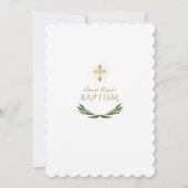 オリーブエレガントグリーンリー金ゴールドクロスバプテスマ 招待状 (裏面)