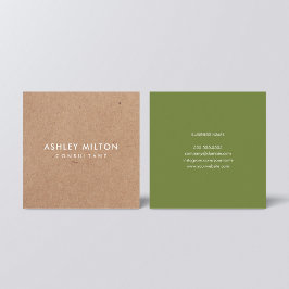 オリーブエレガントグリーン印刷クラフトコンサルタント スクエア名刺