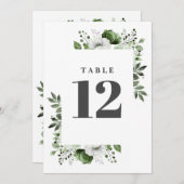 オリーブエレガントグリーン国フローラテーブル番号 招待状 (正面/裏面)