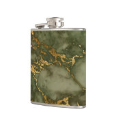 オリーブエレガントグリーン金ゴールドホイルフェイクマーブルテクスチャ フラスク (左)