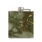 オリーブエレガントグリーン金ゴールドホイルフェイクマーブルテクスチャ フラスク (裏面)
