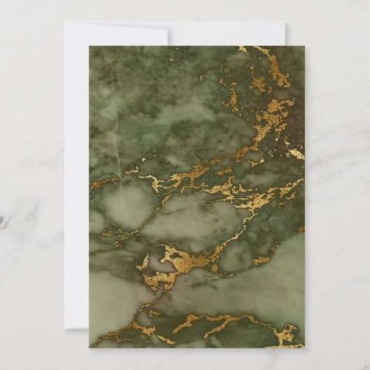 オリーブエレガントグリーン金ゴールドマーブル結婚ズ 招待状 (裏面)
