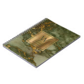 オリーブエレガントグリーン金ゴールド大理石モノグラム ノートブック (左側)