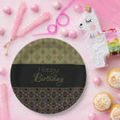 オリーブエレガントグリーン（黒） ペーパープレート (パーティー)