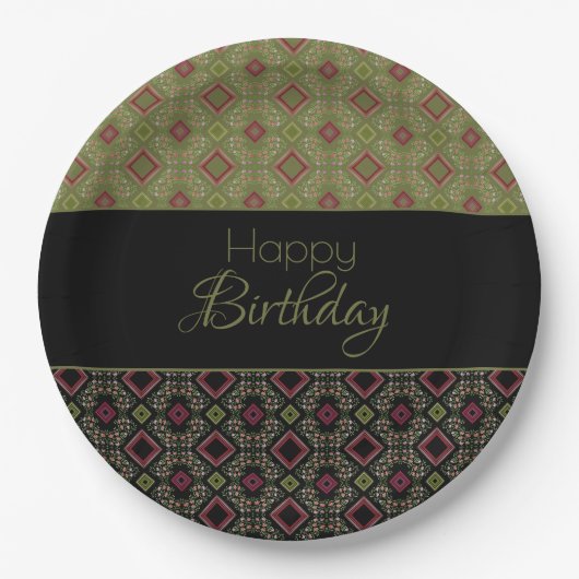 オリーブエレガントグリーン（黒） ペーパープレート (正面)