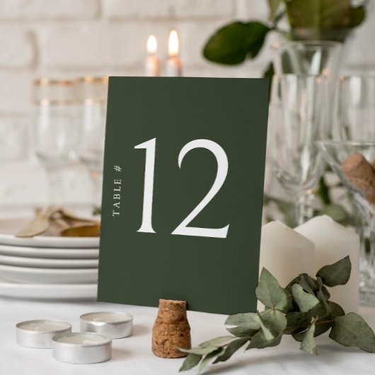 オリーブエレガントグ結婚リーンのテーブル番号カード 招待状
