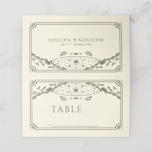 オリーブエレガントゴシックタロットカー結婚ド プレイスカード (外部開封)