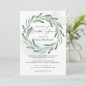 オリーブエレガントスポリグブランチリースブライダルシャワー 招待状 (スタンド正面)