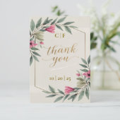 オリーブエレガントブランチのカスタムウェディングサンキューカード サンキューカード (スタンド正面)