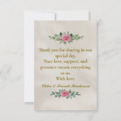 オリーブエレガントブランチのカスタムウェディングサンキューカード サンキューカード (裏面)
