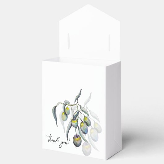 オリーブエレガントブランチウォーターカラーアート フェイバーボックス (オープン)