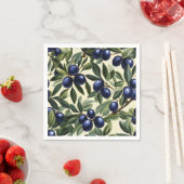 オリーブエレガントブランチパターン深いブルーオリーブ スタンダードカクテルナプキン (インサイチュ)
