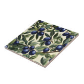 オリーブエレガントブランチパターン深いブルーオリーブ タイル (側面)