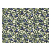 オリーブエレガントブランチパターン深いブルーオリーブ テーブルクロス (正面(横))