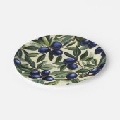 オリーブエレガントブランチパターン深いブルーオリーブ ペーパープレート (アングル)
