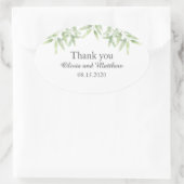 オリーブエレガントブランチ。シンプル結婚感謝 楕円形シール (バッグ)