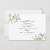 オリーブエレガントブランチ。植物性シンプル結婚 サンキューカード (裏面)