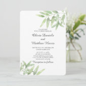 オリーブエレガントブランチ。植物性シンプル結婚 招待状 (スタンド正面)