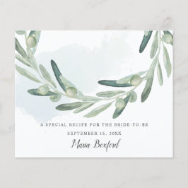 オリーブエレガントリグブライダルシャワーレシピカード