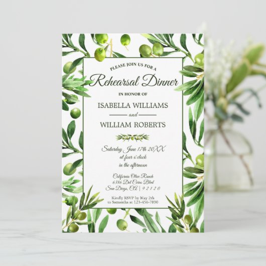 オリーブエレガントリーフボホーガーデンリハーサルディナー 招待状 (スタンド正面)
