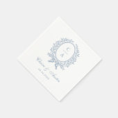 オリーブエレガントリーフリースヴィンテージウェディングブルー スタンダードカクテルナプキン (角)