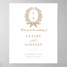 オリーブエレガントリーフリースヴィンテージウェルカムサイン ポスター