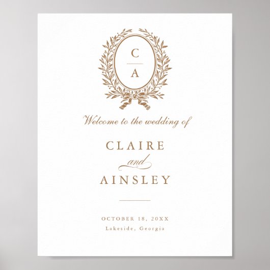 オリーブエレガントリーフリースヴィンテージウェルカムサイン ポスター (正面)