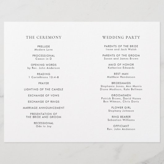 オリーブエレガントリーフリース折り結婚式 プログラム (裏面)