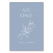 オリーブエレガント。ダスティー地中海のブ結婚ルー テーブルナンバー (正面)