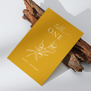 オリーブエレガント。マスタードイタリアンイエロー結婚ズ テーブルナンバー