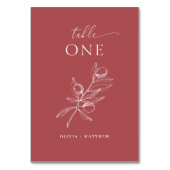 オリーブエレガント。繊細なバライタリアン結婚値 テーブルナンバー (正面)