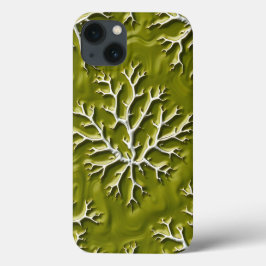 オリーブエンボス加工ブランチiPhoneケーススタイル iPhone 13ケース