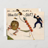 オリーブオイルの実が野球をプレイ ポストカード (正面/裏面)