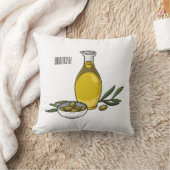 オリーブオイルの漫画イラスト クッション (ブランケット)