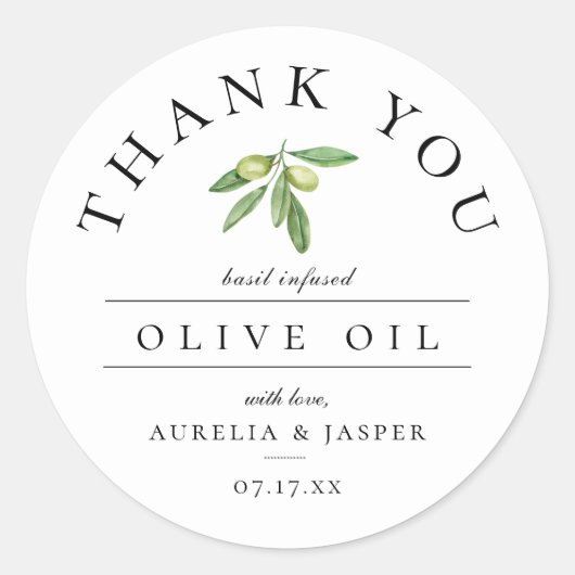 オリーブオイル 感謝の品 ラウンドシール (正面)